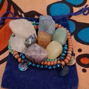 Beaded Bracelets And Crystals — Throat Chakra